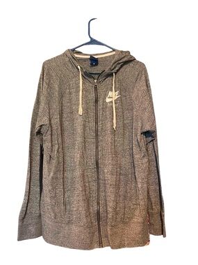 Nike Heather Gray Full-Zip Hoodie with White Trim
